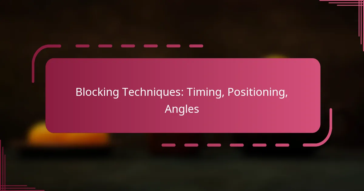 Blocking Techniques: Timing, Positioning, Angles