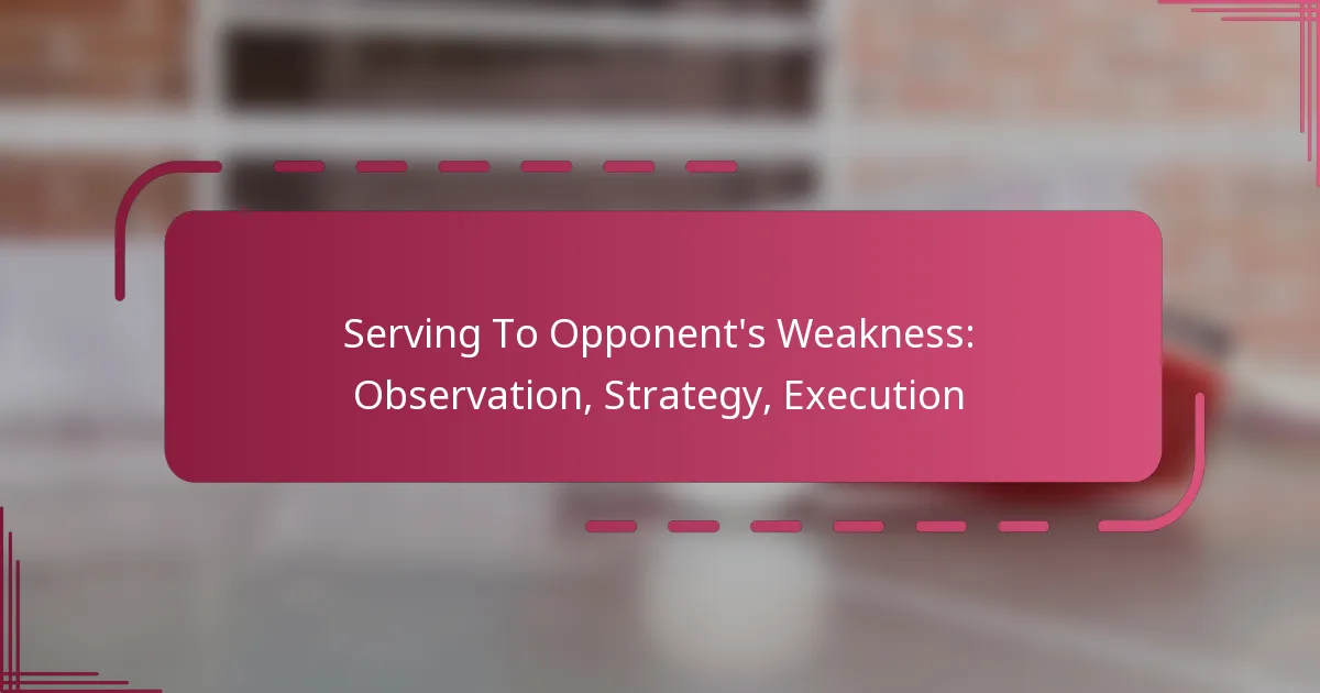 Serving To Opponent’s Weakness: Observation, Strategy, Execution