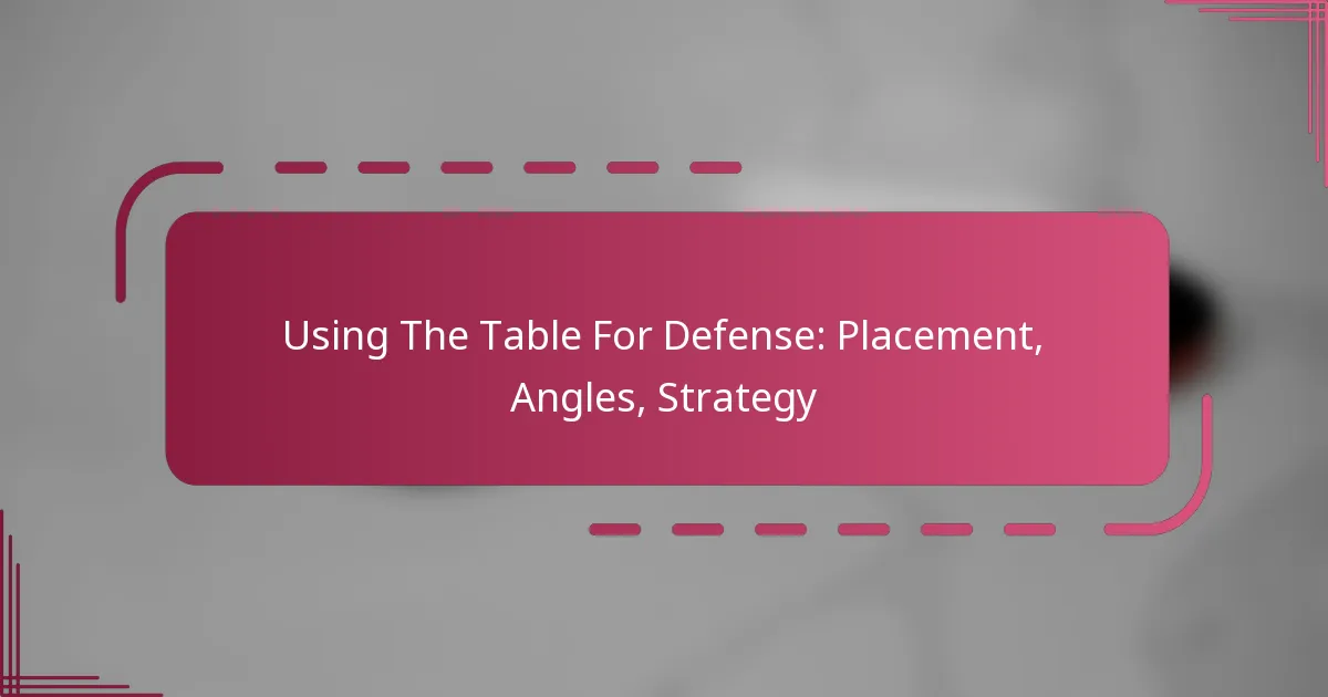 Using The Table For Defense: Placement, Angles, Strategy