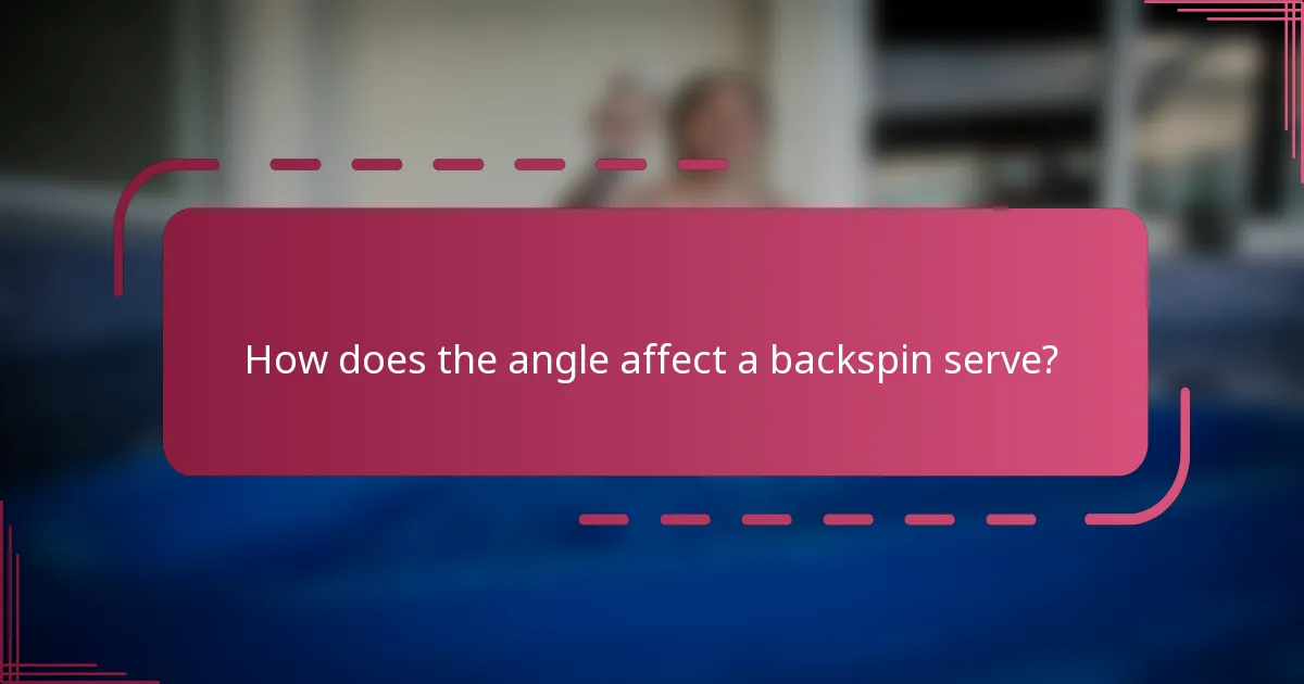 How does the angle affect a backspin serve?