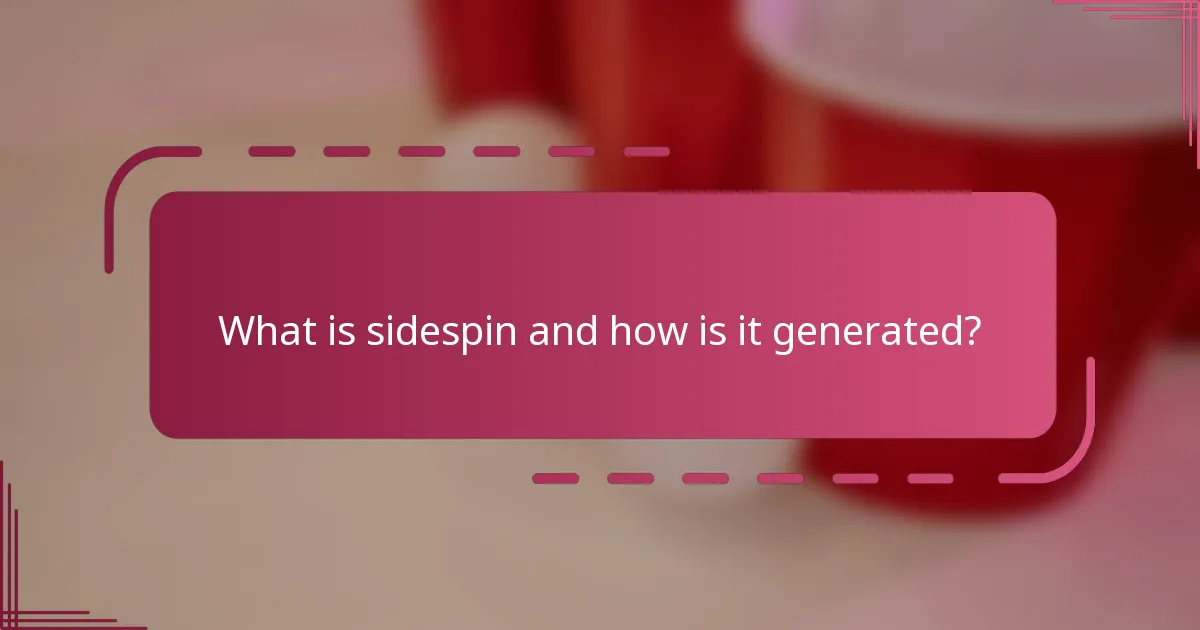 What is sidespin and how is it generated?